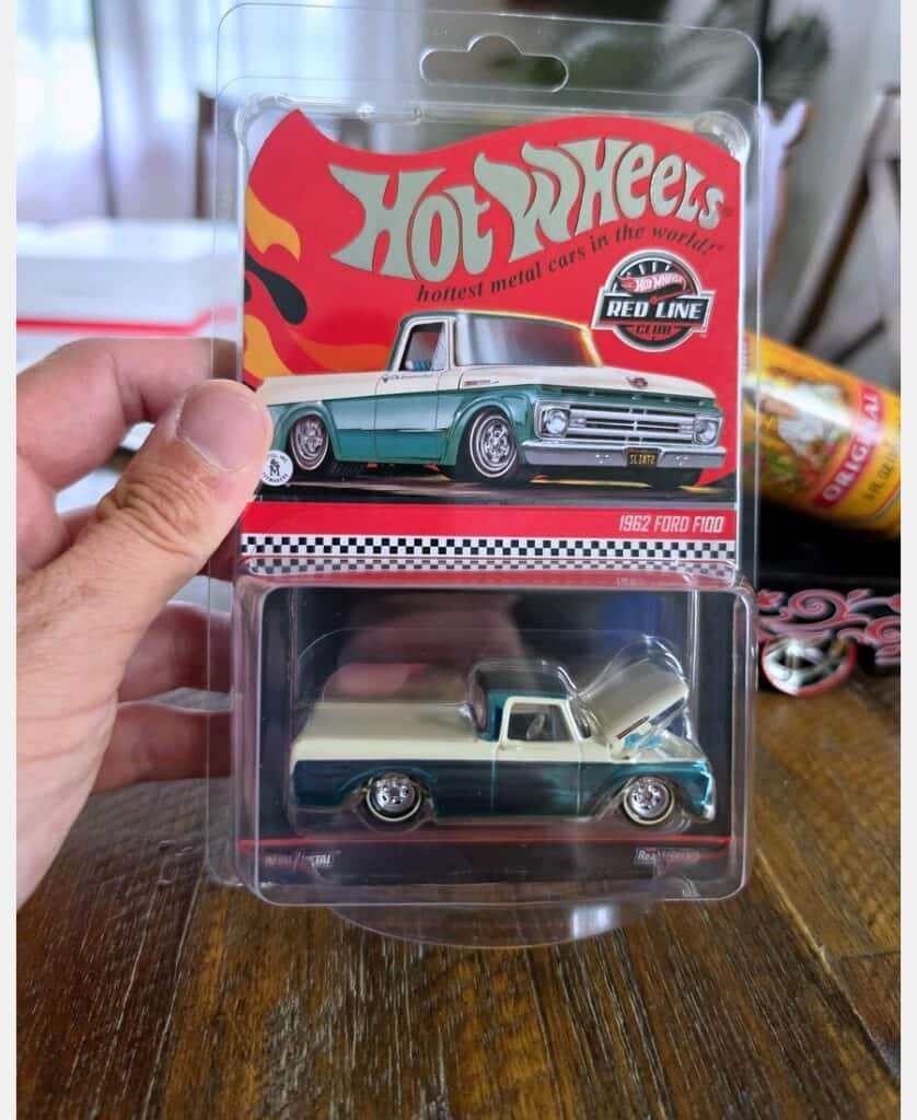 Hot Wheels Red Line Club 1962 Ford F100 premium diecast with opening hood