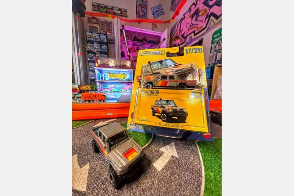 Matchbox Collectors Series Toyota Land Cruiser 70 carded and loose in collector display room